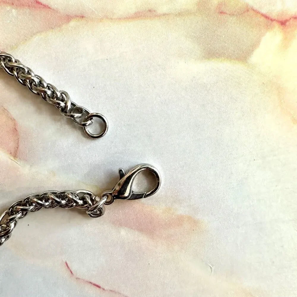 Silver tone bird flower peace owl charm bracelet